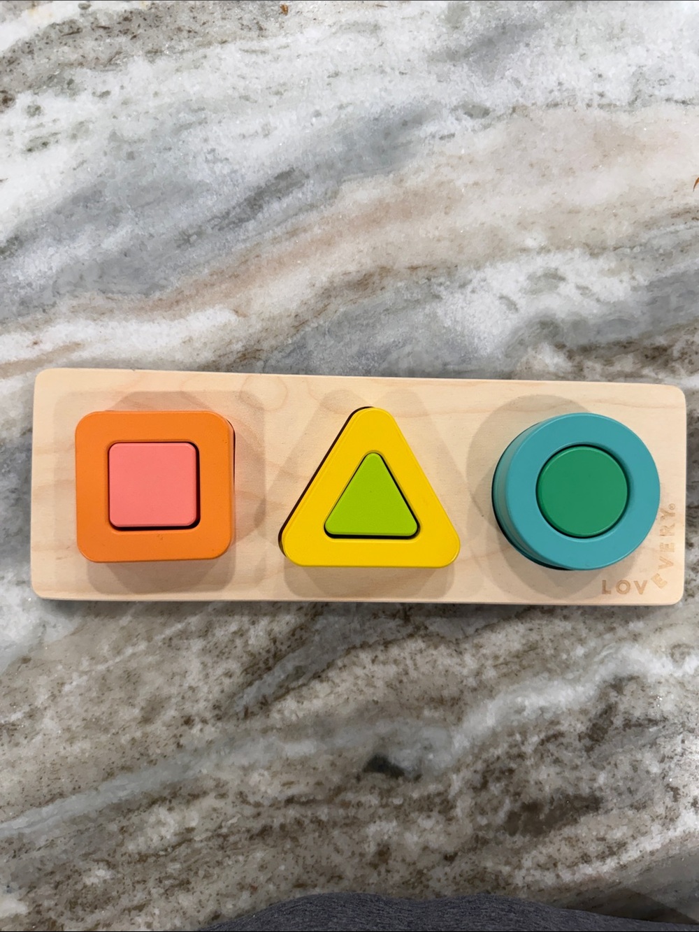 Lovevery Geo Shapes Wooden puzzle Sorter Toy - Multicolor (Orange, Yellow, Teal)